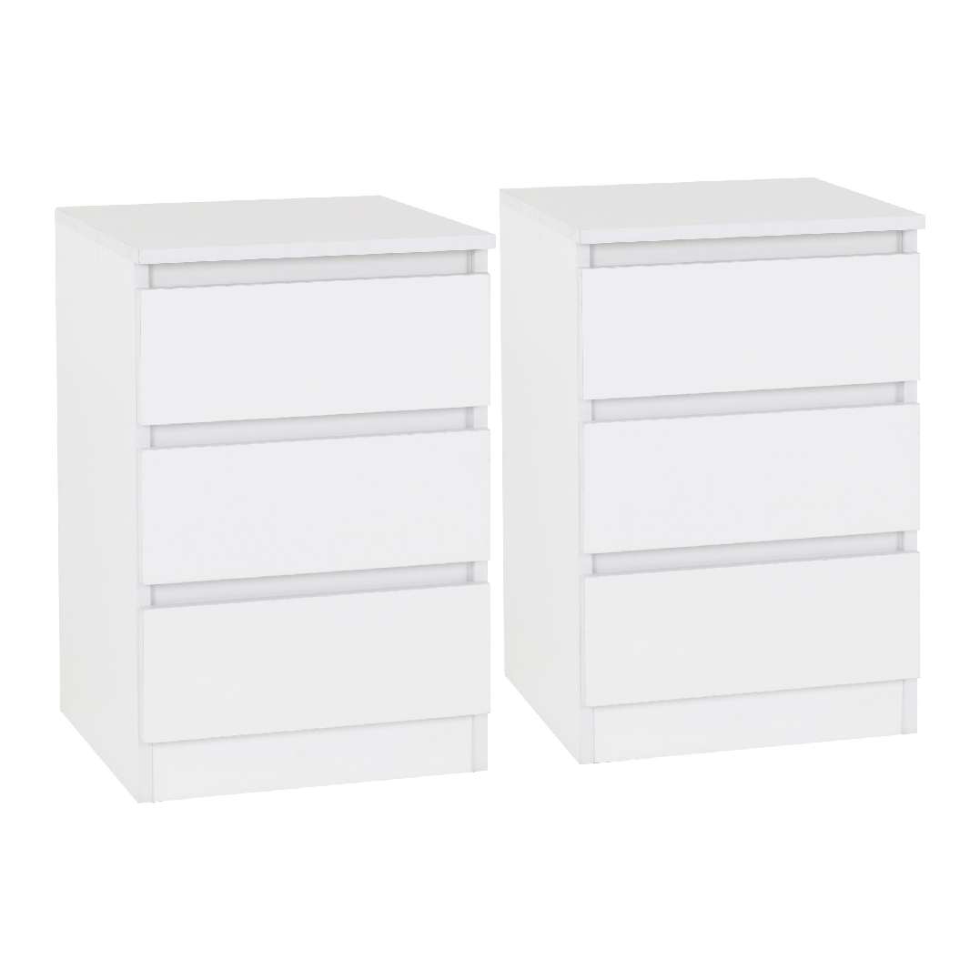 Pair of Malvern 3 Drawer Bedside Tables - Seconique
