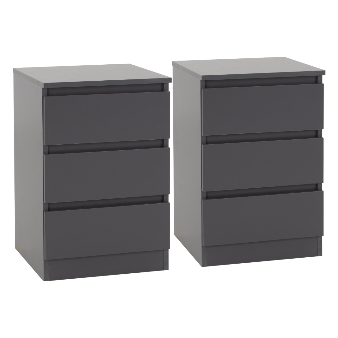 Pair of Malvern 3 Drawer Bedside Tables - Seconique