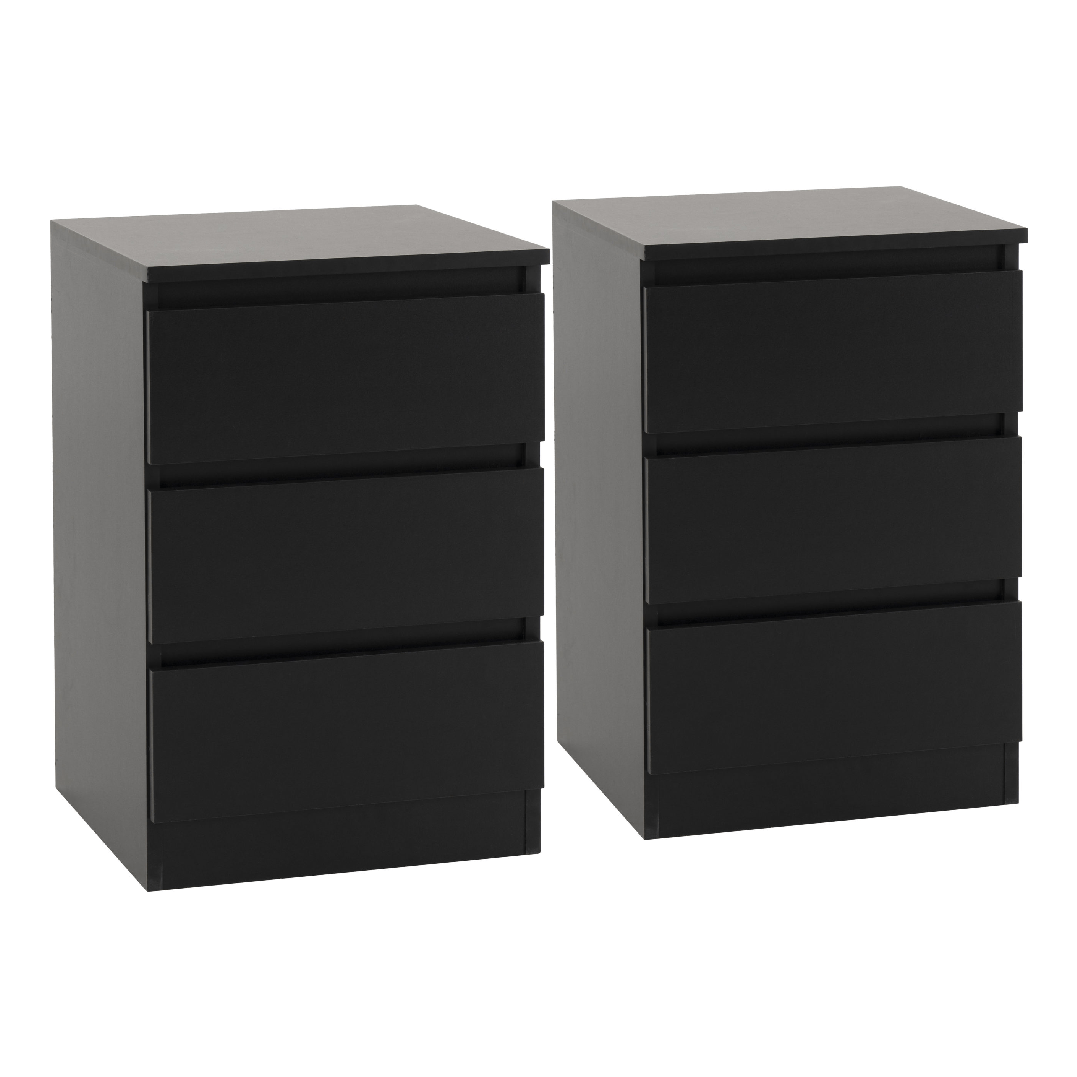 Pair of Malvern 3 Drawer Bedside Tables - Seconique