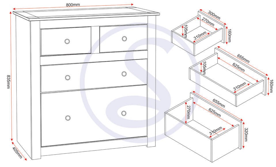Panama 2+2 Drawer Chest - Seconique