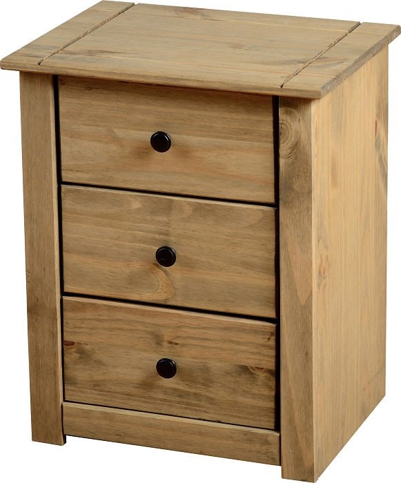 Panama 3 Drawer Bedside Table - Seconique