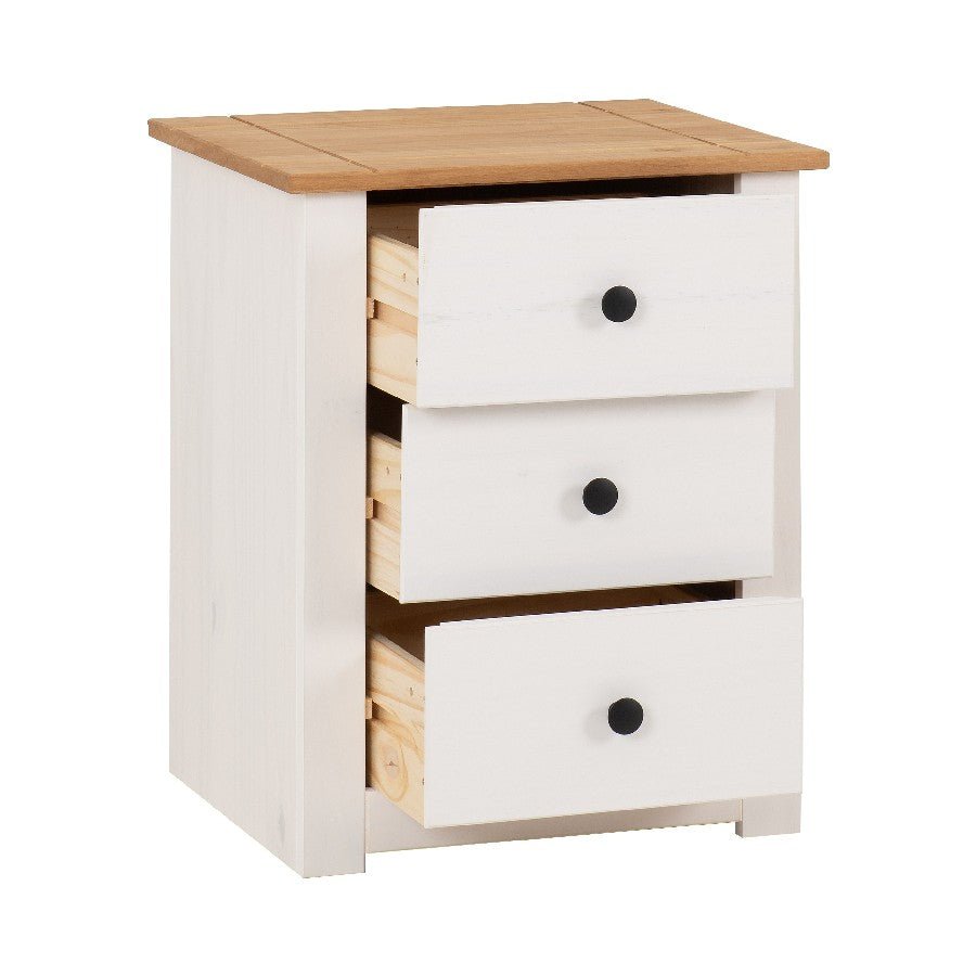 Panama 3 Drawer Bedside Table - Seconique