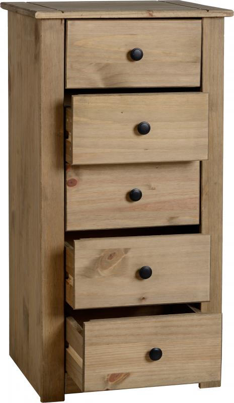 Panama 5 Drawer Narrow Chest Tallboy - Seconique
