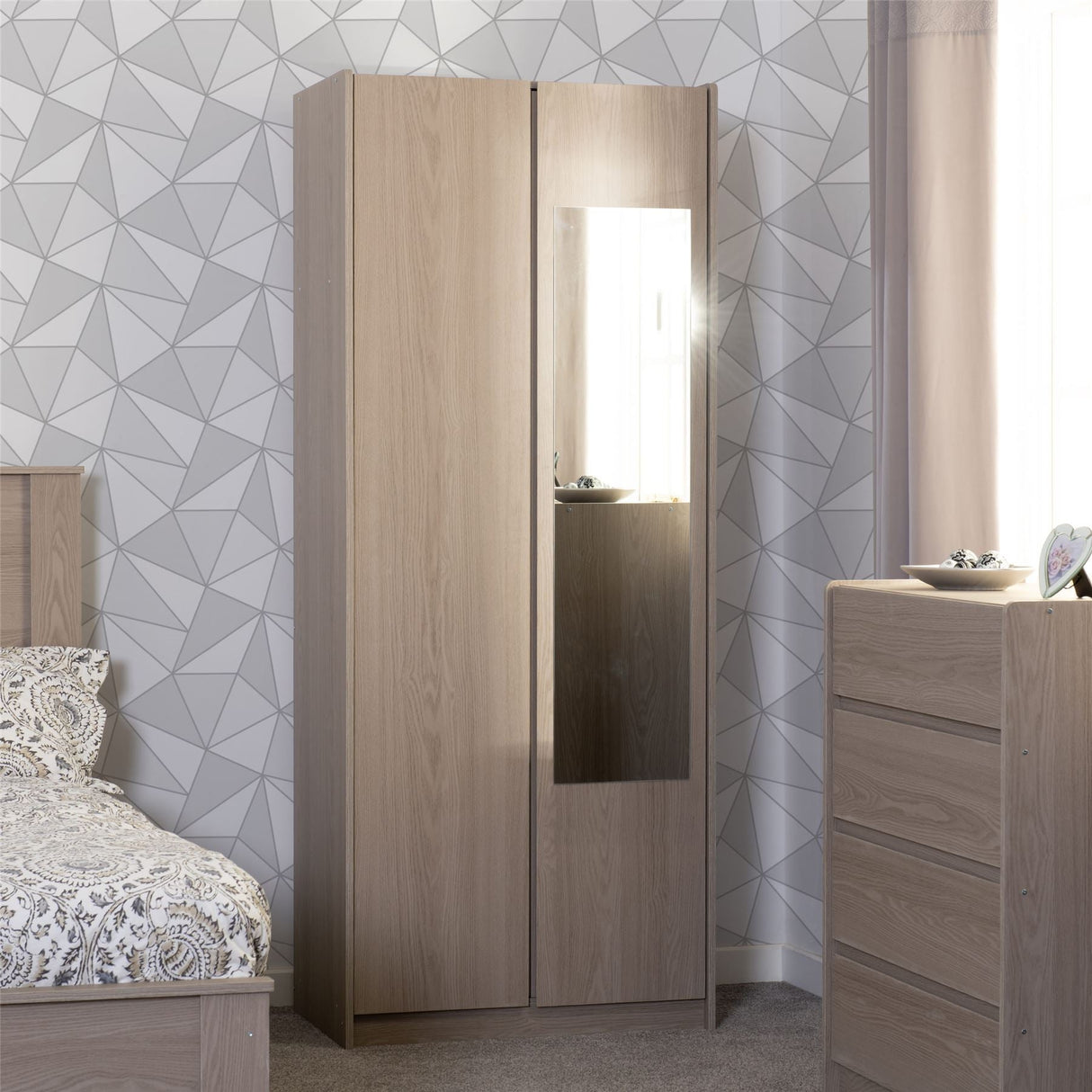 Paris 2 Door Mirrored Wardrobe - Seconique