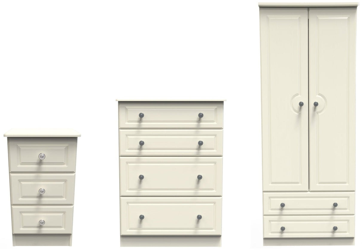 Pembroke 3 Drawer Bedside, 4 Drawer Chest & Wardrobe - Welcome Furniture