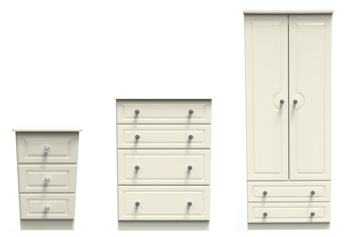 Pembroke 3 Drawer Bedside, 4 Drawer Chest & Wardrobe - Welcome Furniture