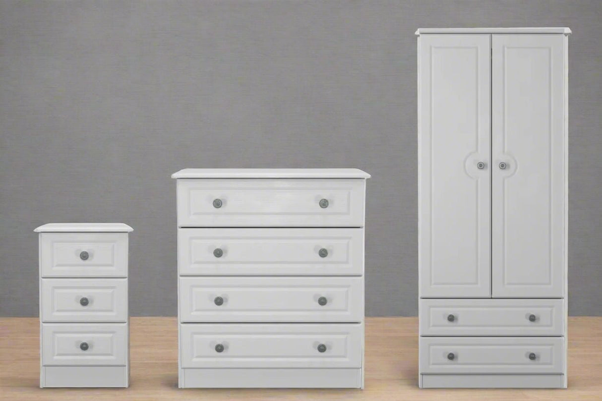 Pembroke 3 Drawer Bedside, 4 Drawer Chest & Wardrobe - Welcome Furniture