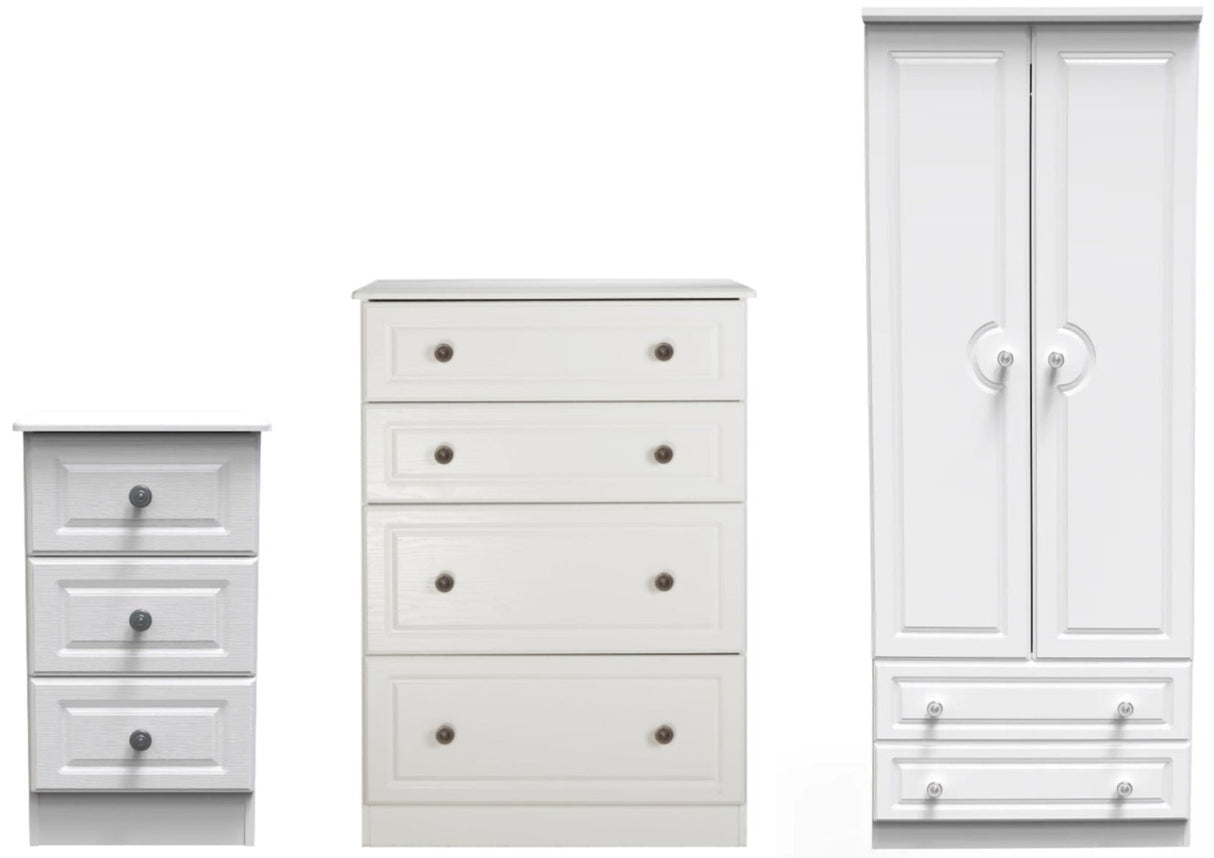 Pembroke 3 Drawer Bedside, 4 Drawer Chest & Wardrobe - Welcome Furniture