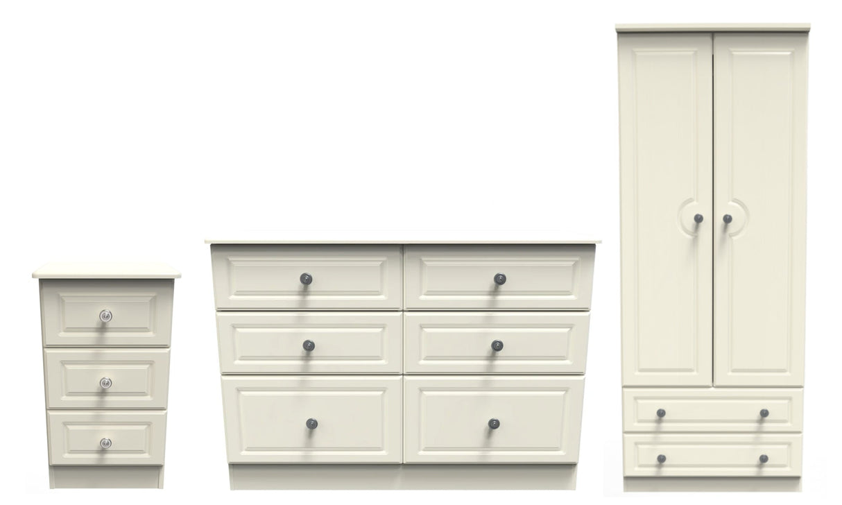 Pembroke 3 Drawer Bedside, 6 Drawer Chest & Wardrobe - Welcome Furniture