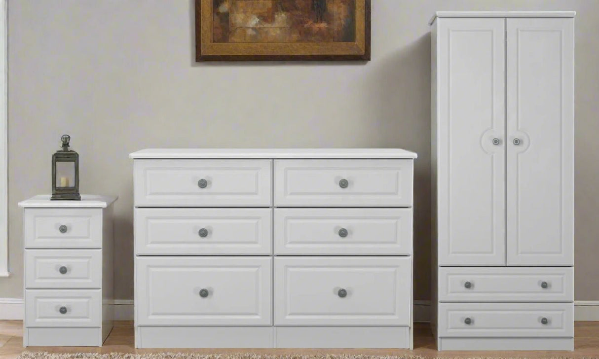 Pembroke 3 Drawer Bedside, 6 Drawer Chest & Wardrobe - Welcome Furniture