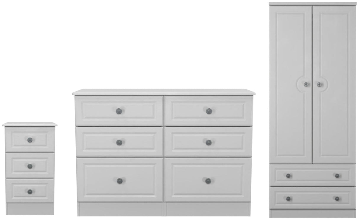 Pembroke 3 Drawer Bedside, 6 Drawer Chest & Wardrobe - Welcome Furniture