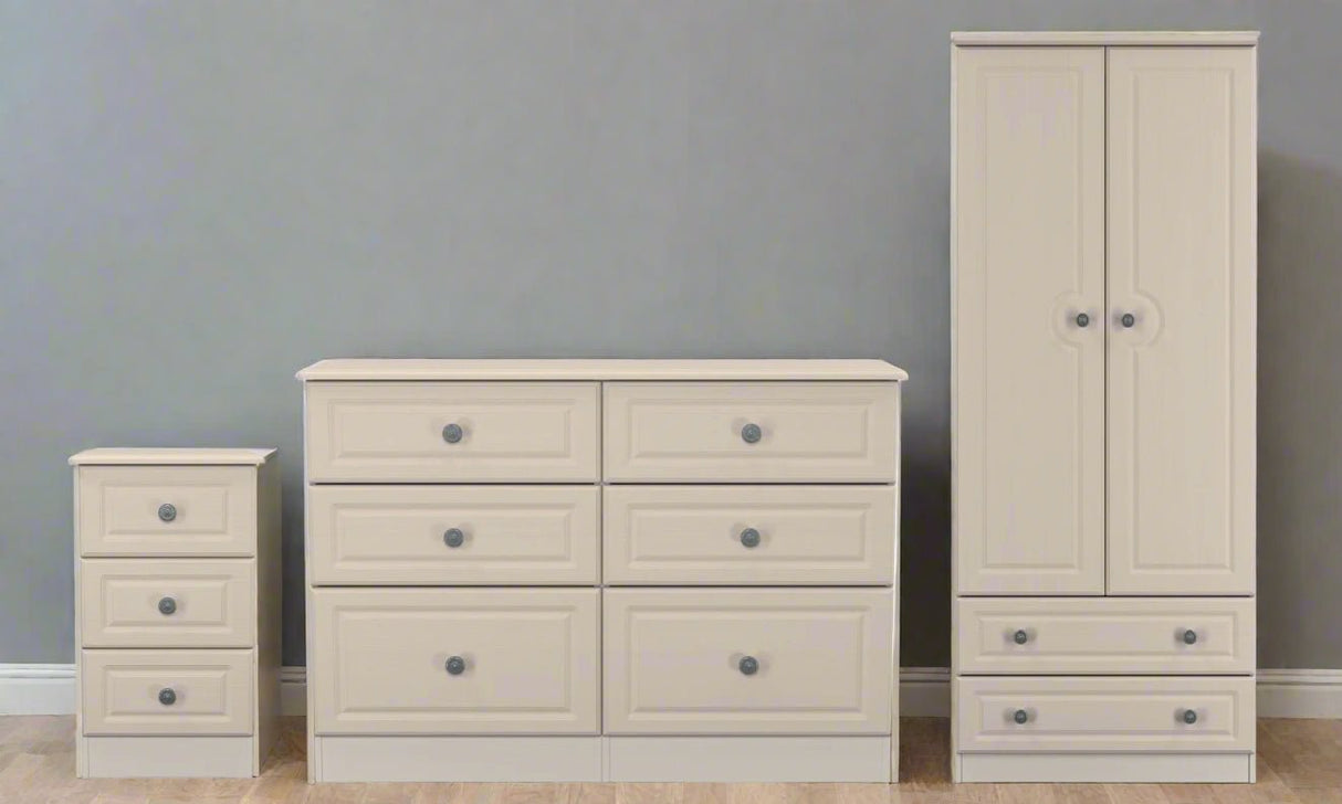 Pembroke 3 Drawer Bedside, 6 Drawer Chest & Wardrobe - Welcome Furniture