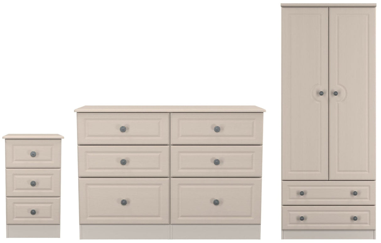 Pembroke 3 Drawer Bedside, 6 Drawer Chest & Wardrobe - Welcome Furniture