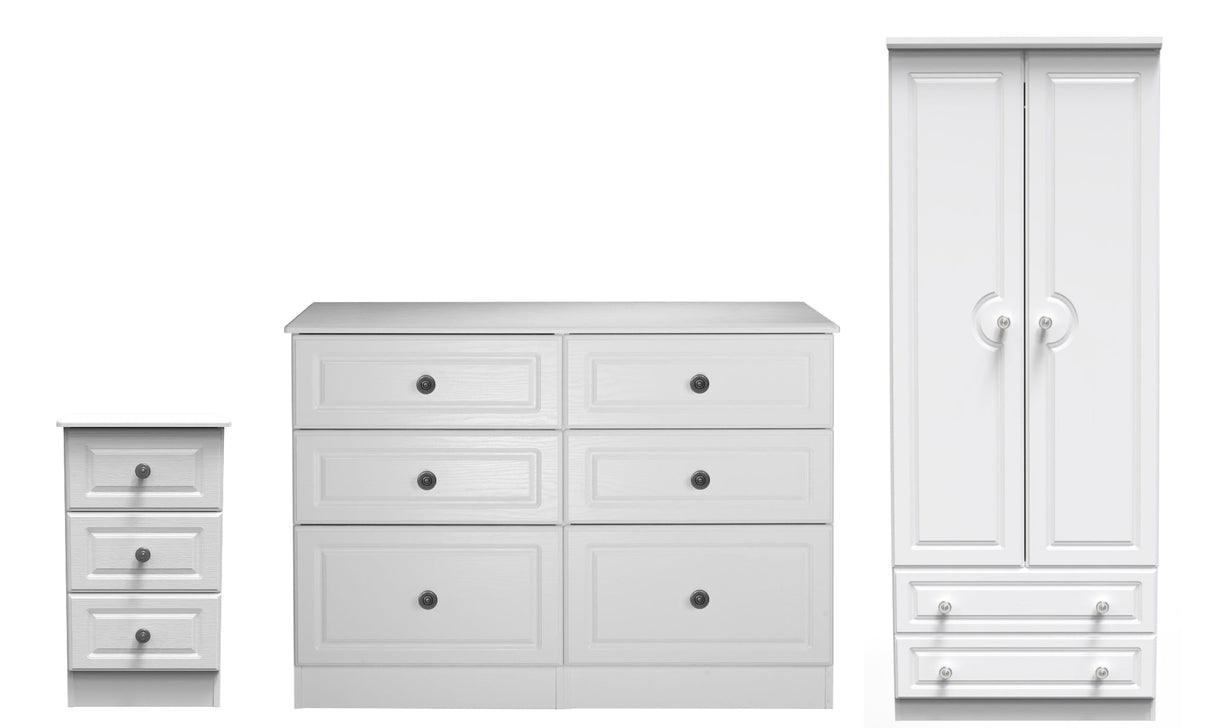 Pembroke 3 Drawer Bedside, 6 Drawer Chest & Wardrobe - Welcome Furniture