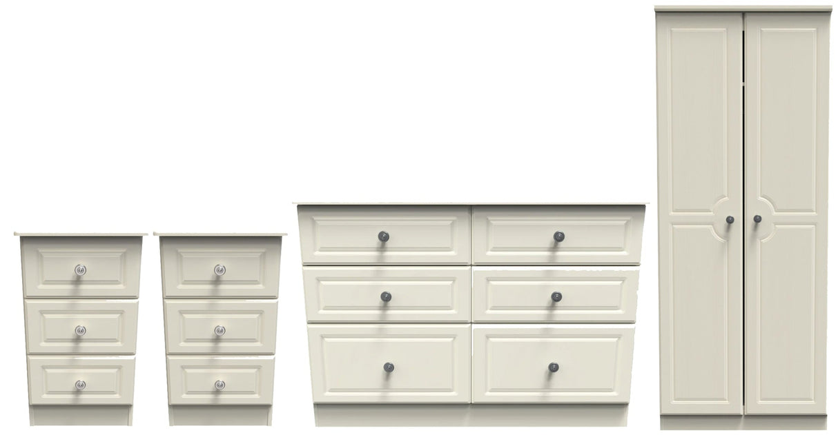 Pembroke 3 Drawer Bedside, 6 Drawer Chest & Wardrobe - Welcome Furniture