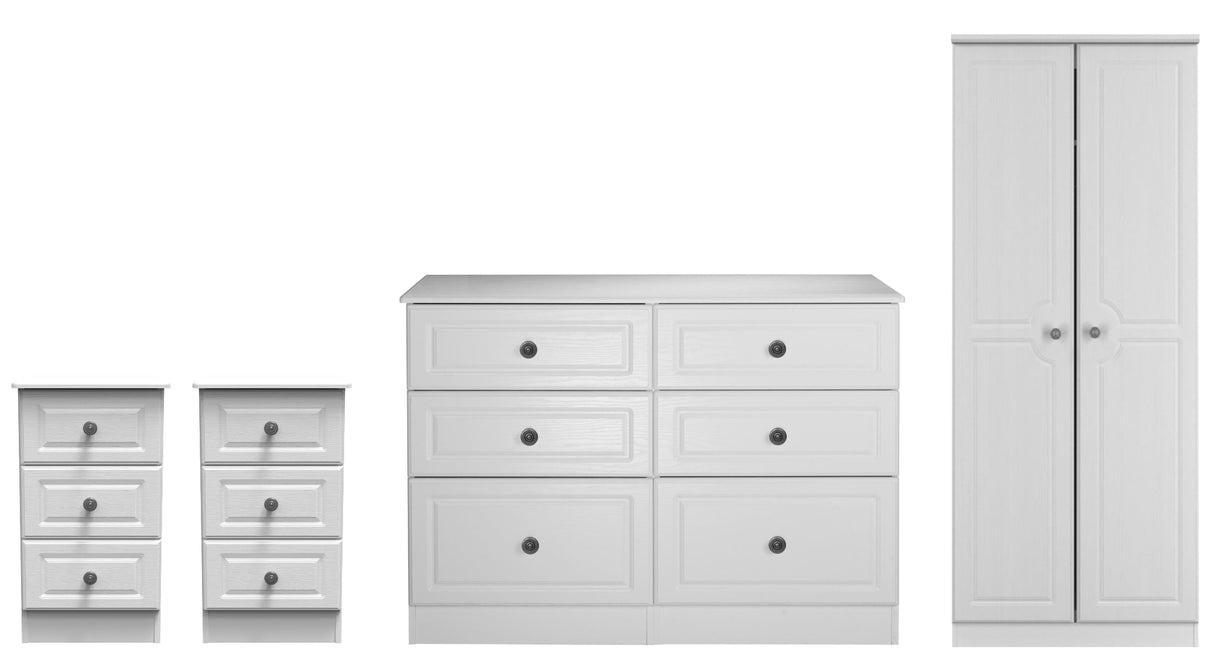 Pembroke 3 Drawer Bedside, 6 Drawer Chest & Wardrobe - Welcome Furniture