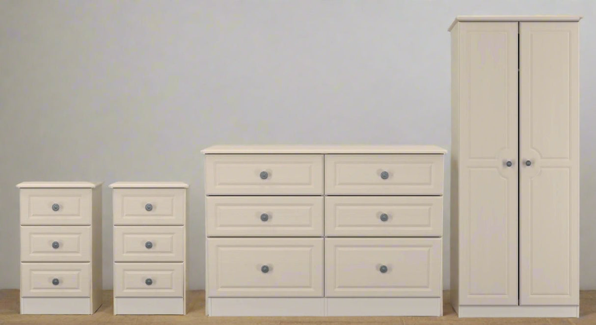 Pembroke 3 Drawer Bedside, 6 Drawer Chest & Wardrobe - Welcome Furniture