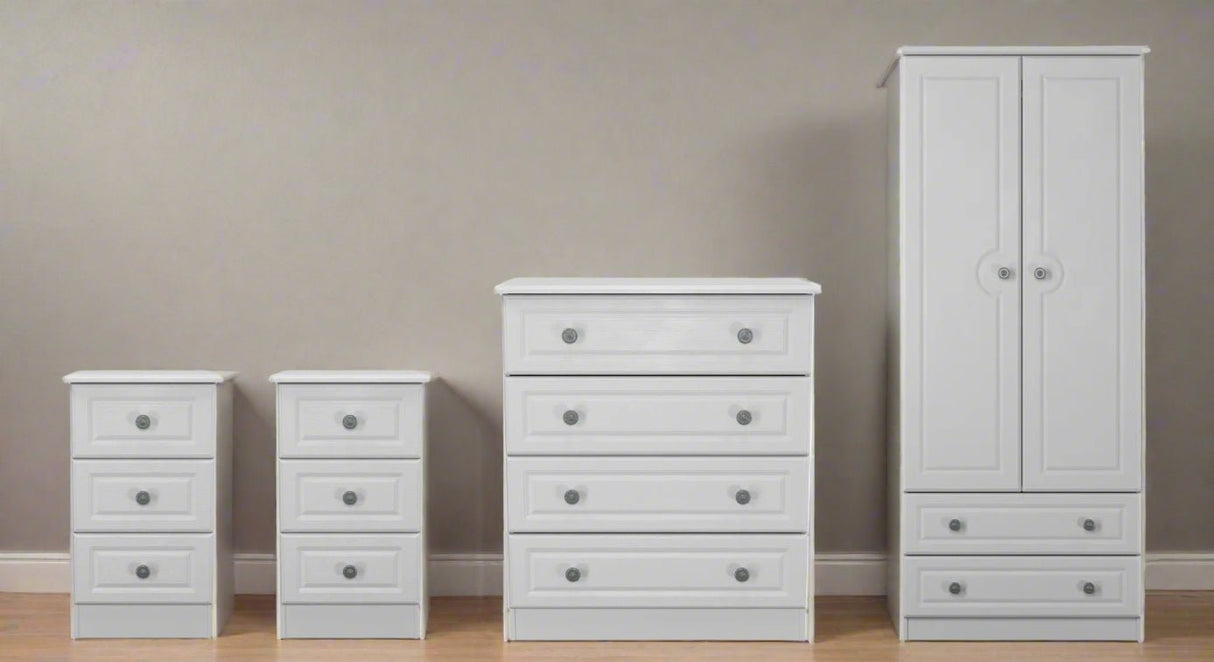 Pembroke 3 Drawer Bedsides, 4 Drawer Chest & Wardrobe - Welcome Furniture