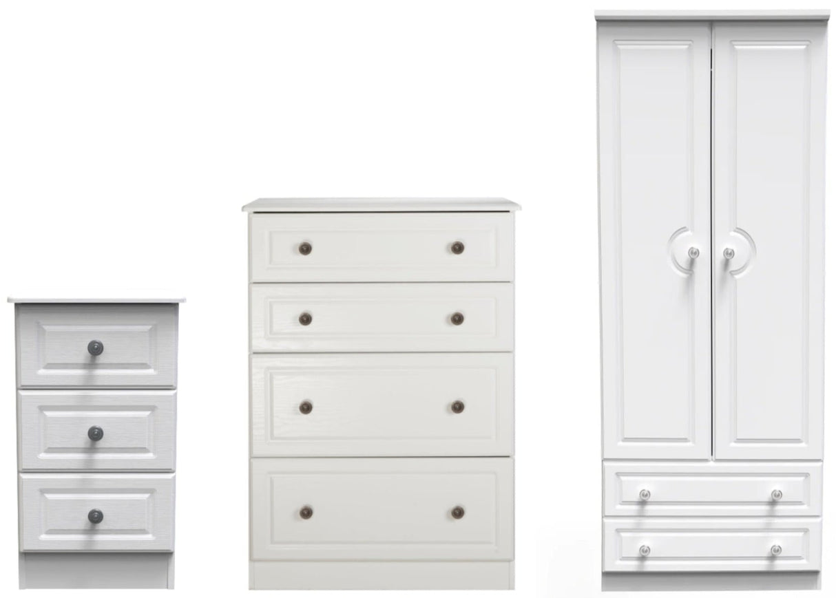 Pembroke 3 Drawer Bedsides, 4 Drawer Chest & Wardrobe - Welcome Furniture