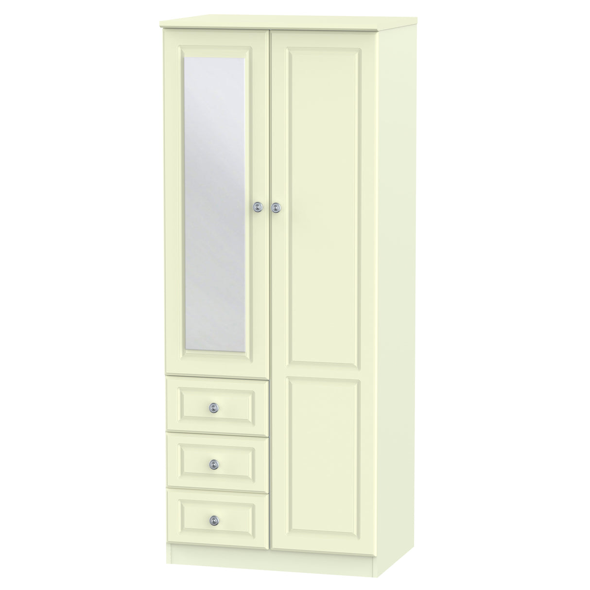 Pembroke Cream 1 Door 3 Drawer Mirrored Wardrobe - Welcome Furniture