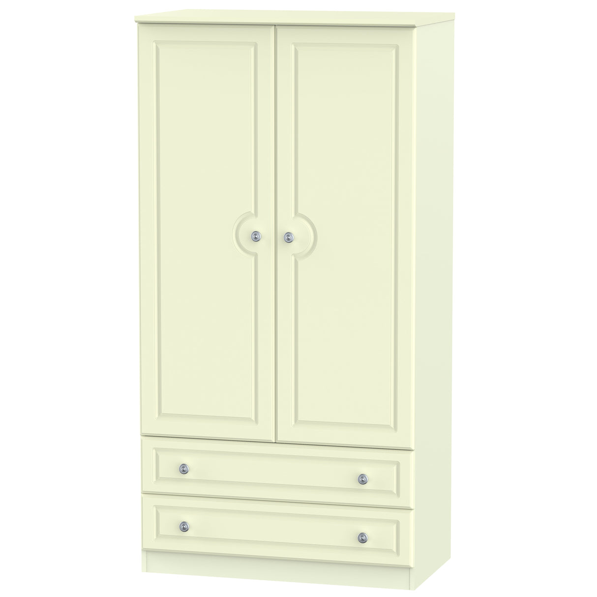 Pembroke Cream Wide 2 Door 2 Drawer Wardrobe - Welcome Furniture