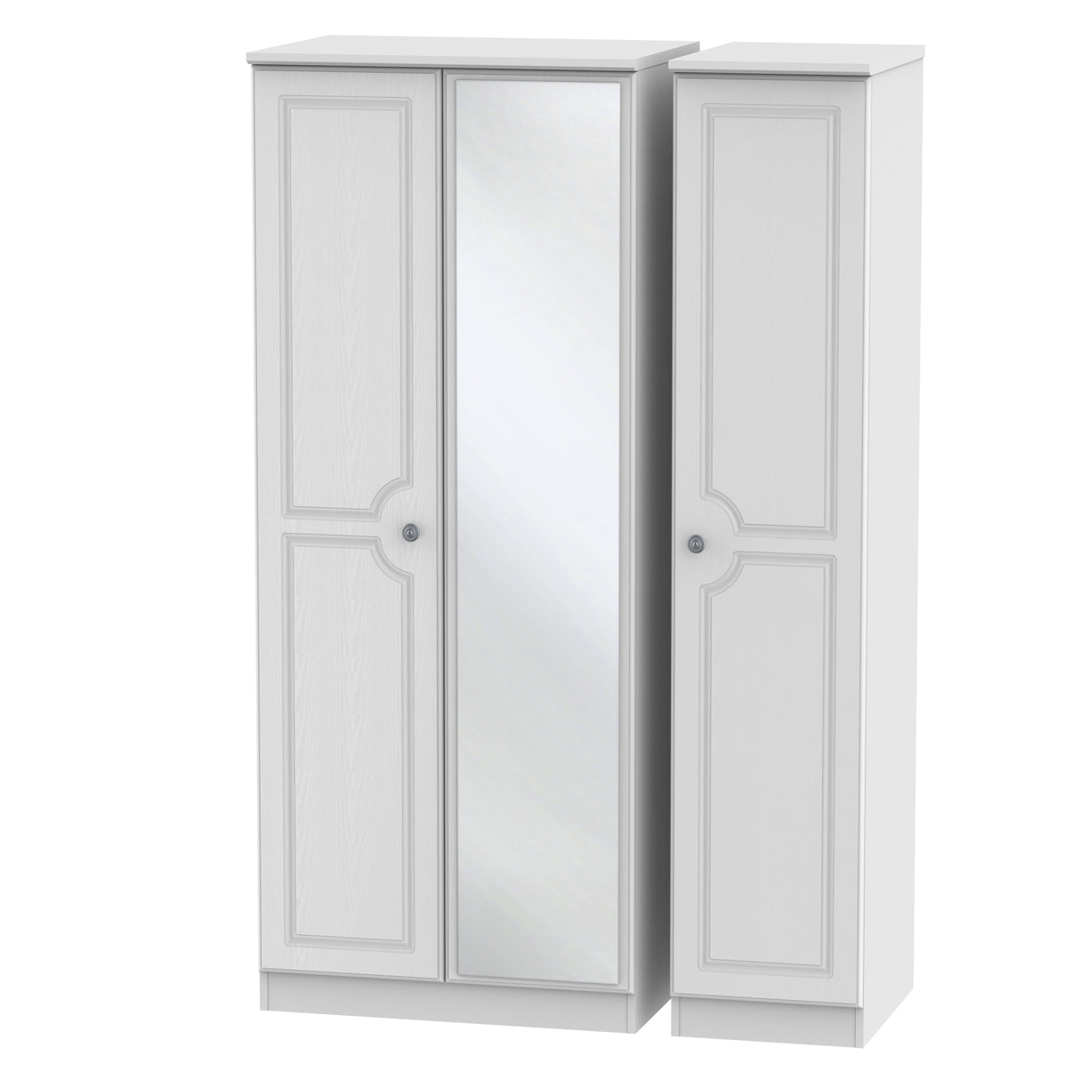 Pembroke White Ash 3 Door Wardrobe with Mirror - Welcome Furniture