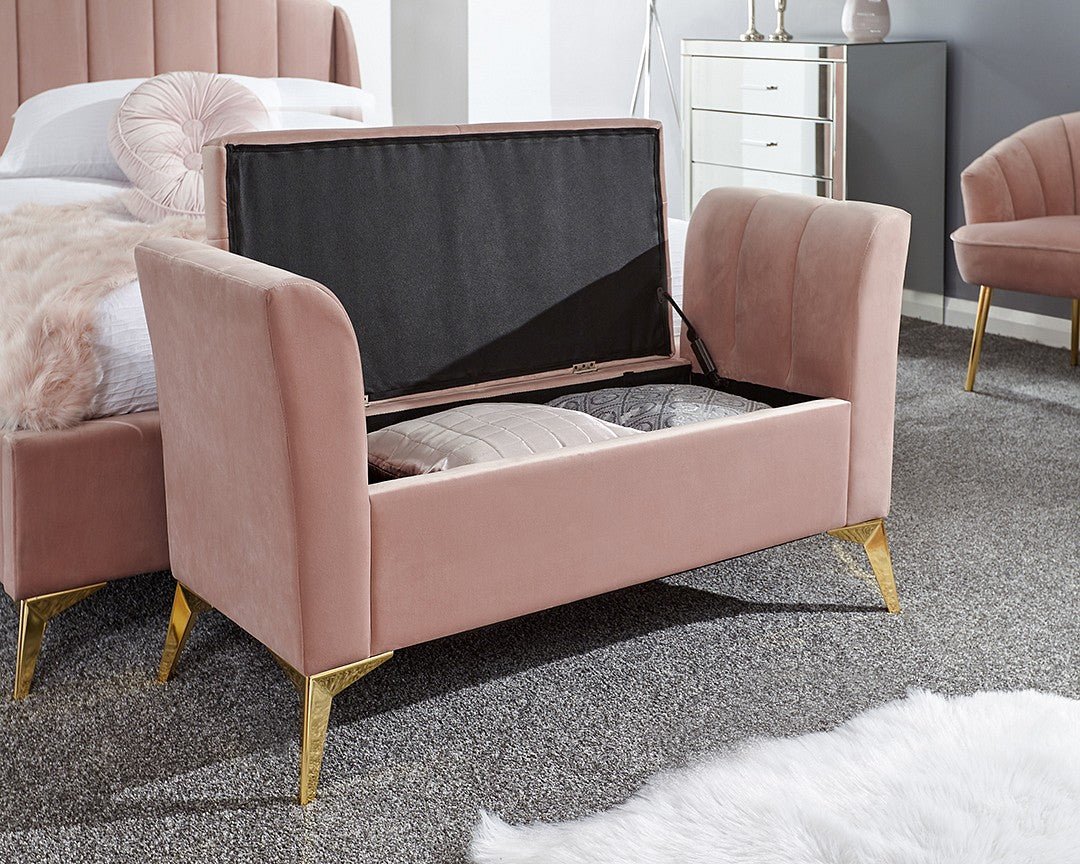 Pettine Velvet Ottoman Storage Bench - GFW