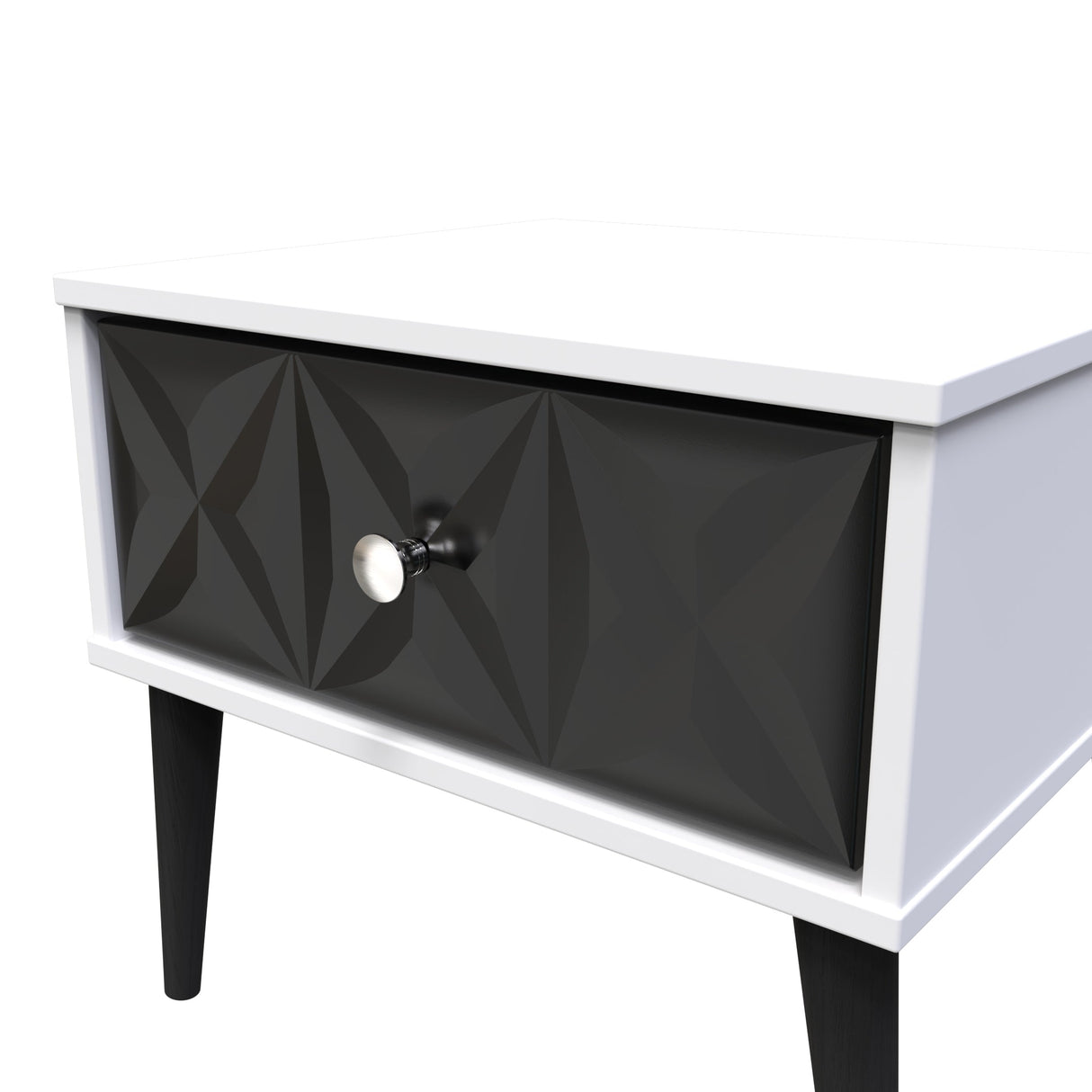 Pixel 1 Drawer Bedside Cabinet with Dark Scandinavian Legs - Welcome Furniture