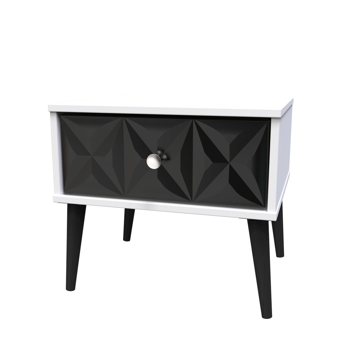 Pixel 1 Drawer Bedside Cabinet with Dark Scandinavian Legs - Welcome Furniture
