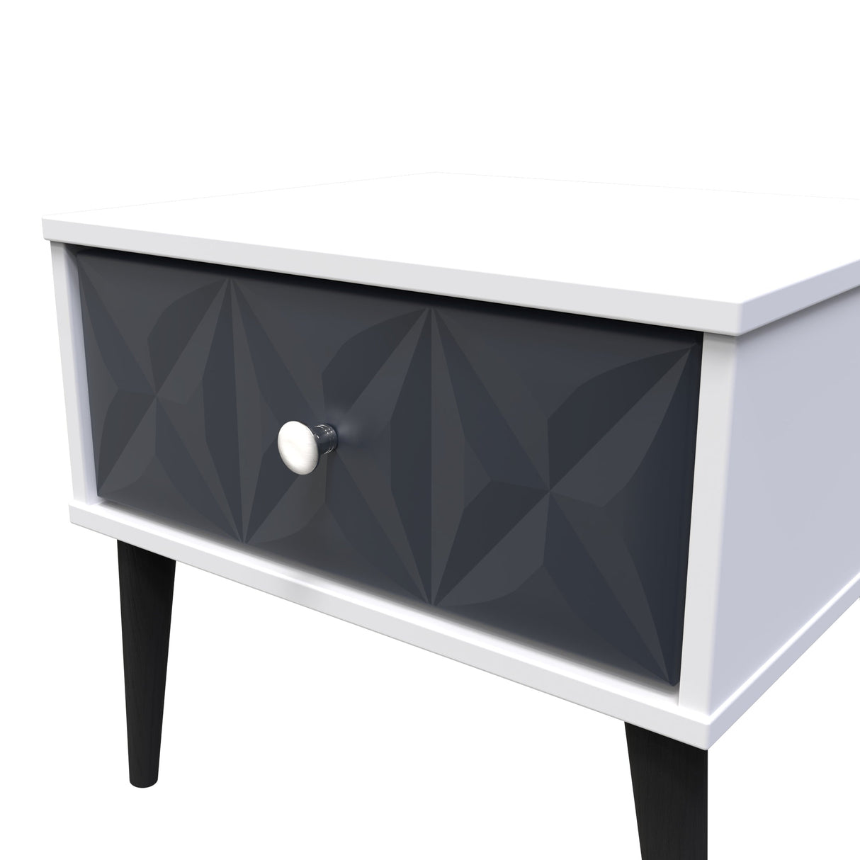 Pixel 1 Drawer Bedside Cabinet with Dark Scandinavian Legs - Welcome Furniture