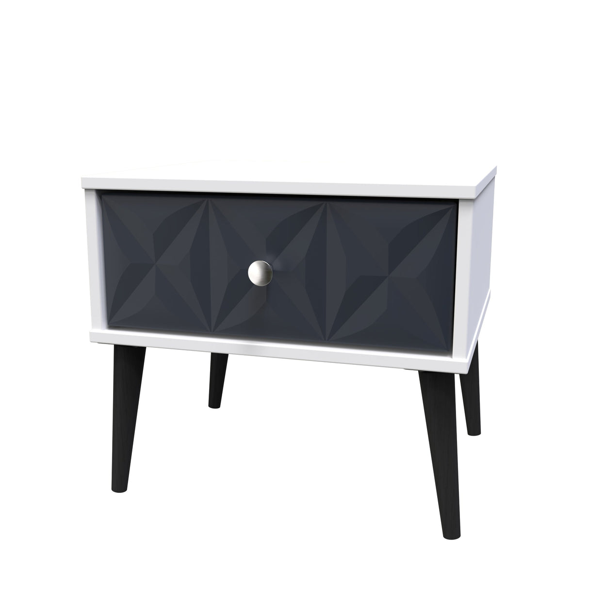 Pixel 1 Drawer Bedside Cabinet with Dark Scandinavian Legs - Welcome Furniture