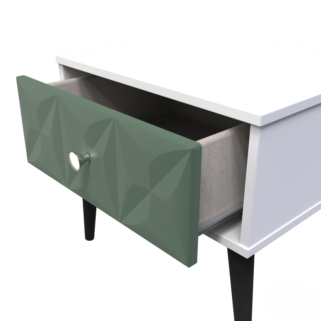 Pixel 1 Drawer Bedside Cabinet with Dark Scandinavian Legs - Welcome Furniture