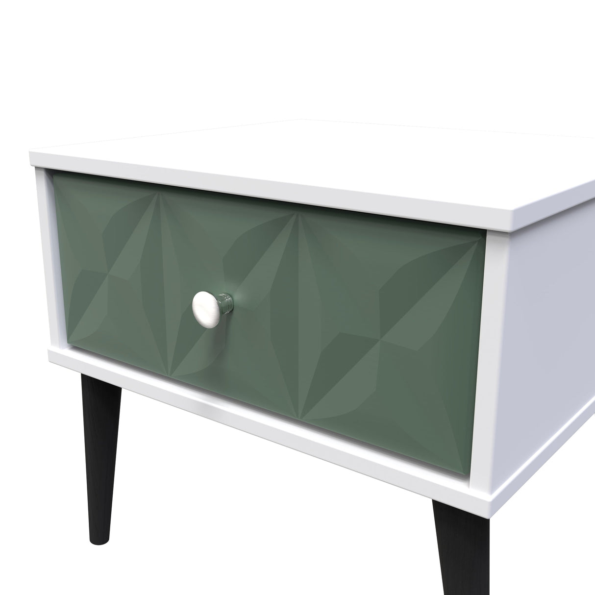 Pixel 1 Drawer Bedside Cabinet with Dark Scandinavian Legs - Welcome Furniture