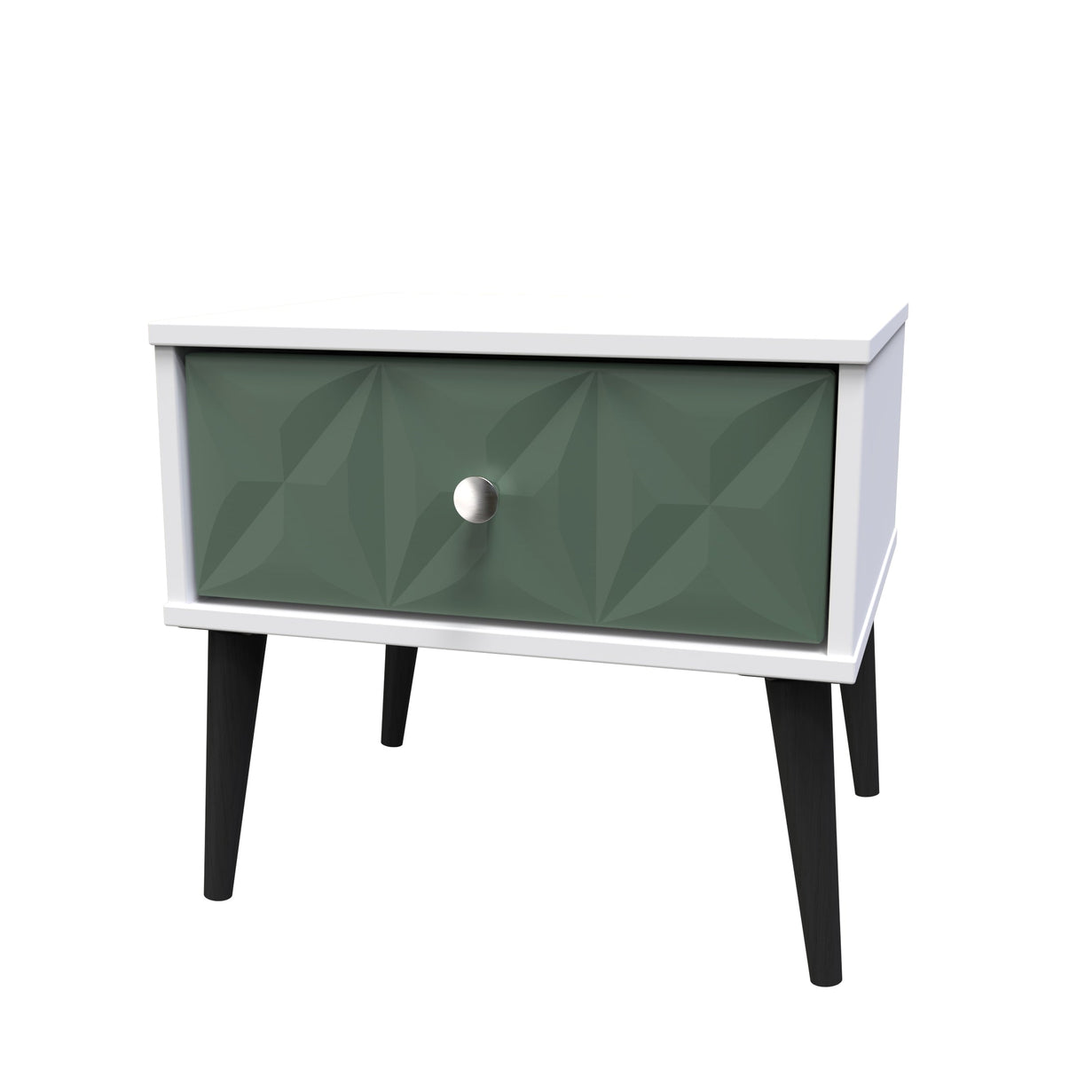 Pixel 1 Drawer Bedside Cabinet with Dark Scandinavian Legs - Welcome Furniture