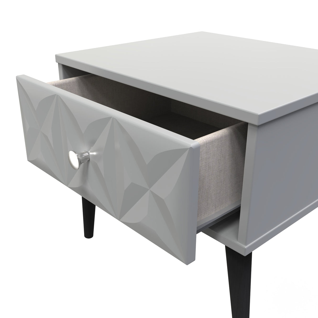 Pixel 1 Drawer Bedside Cabinet with Dark Scandinavian Legs - Welcome Furniture
