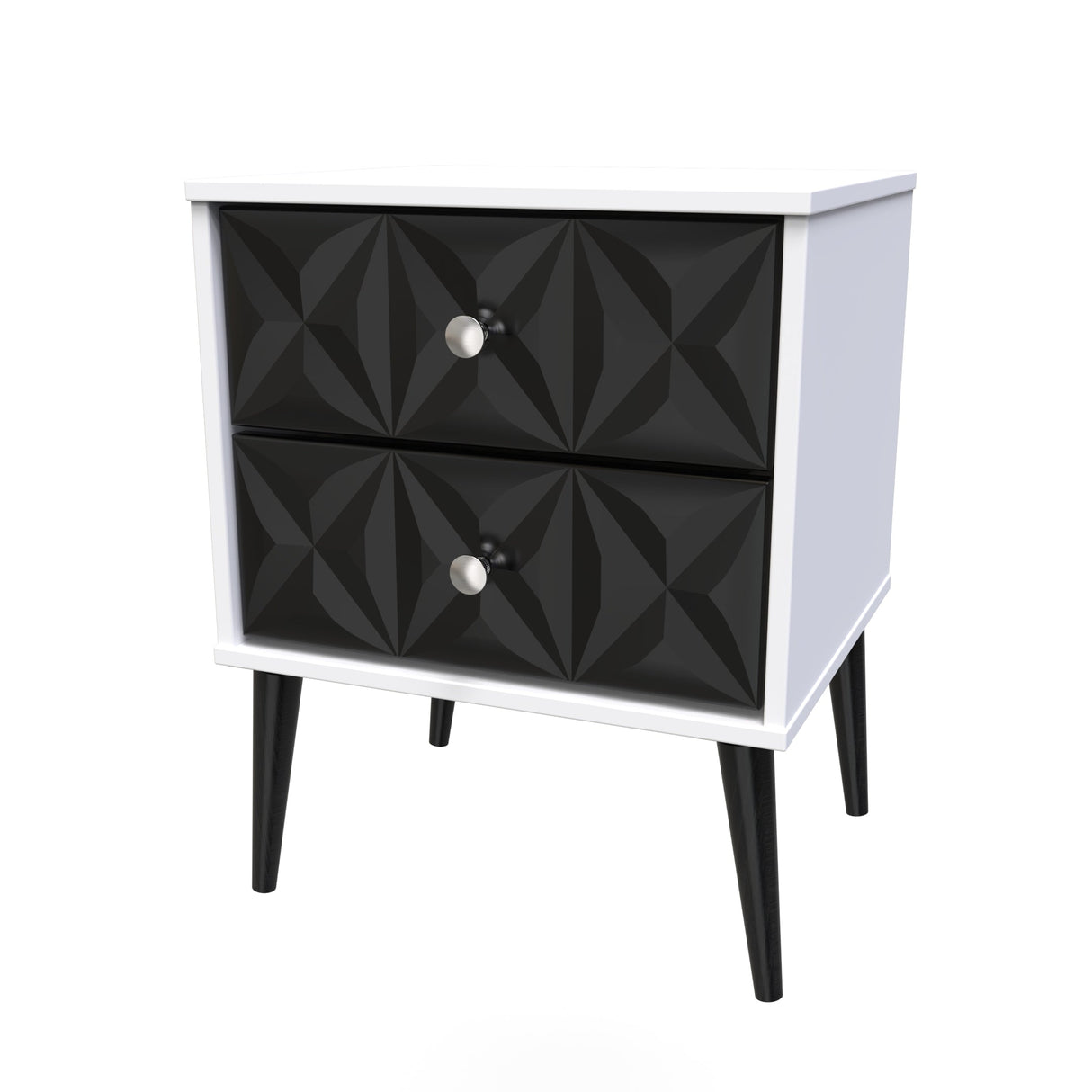 Pixel 2 Drawer Bedside Cabinet with Dark Scandinavian Legs - Welcome Furniture