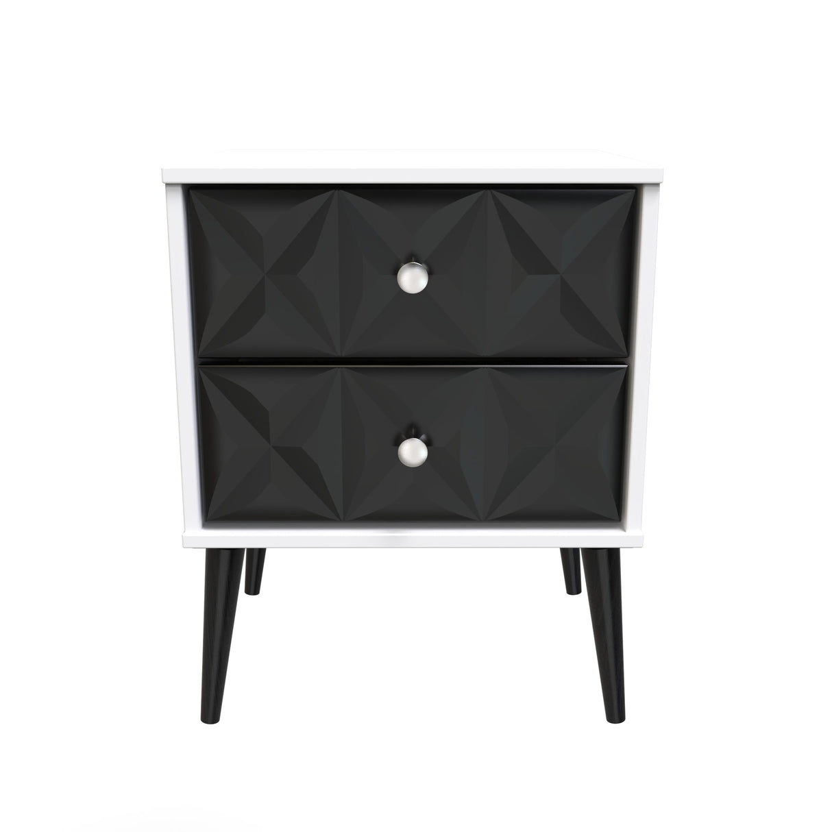 Pixel 2 Drawer Bedside Cabinet with Dark Scandinavian Legs - Welcome Furniture