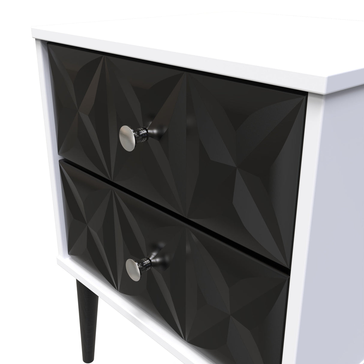Pixel 2 Drawer Bedside Cabinet with Dark Scandinavian Legs - Welcome Furniture