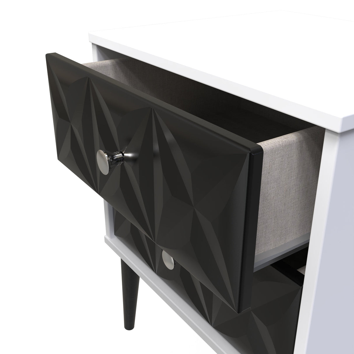 Pixel 2 Drawer Bedside Cabinet with Dark Scandinavian Legs - Welcome Furniture