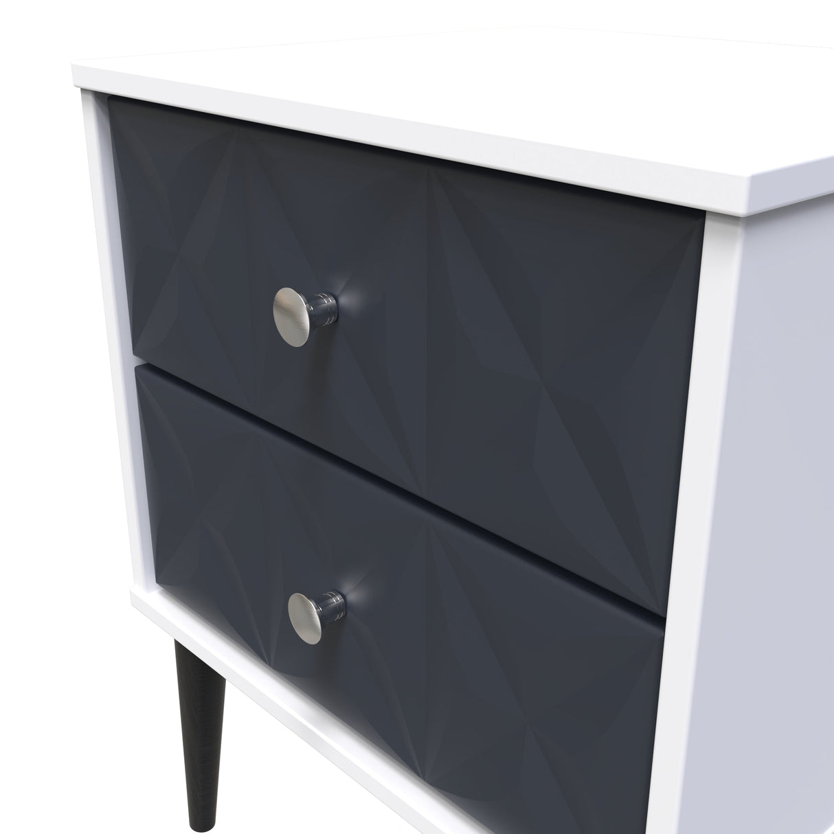 Pixel 2 Drawer Bedside Cabinet with Dark Scandinavian Legs - Welcome Furniture