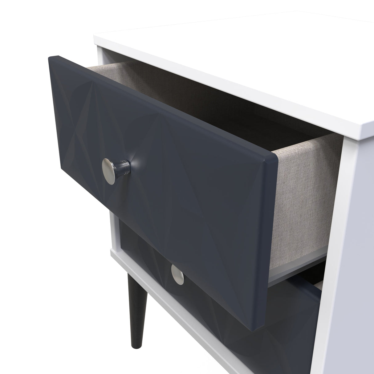 Pixel 2 Drawer Bedside Cabinet with Dark Scandinavian Legs - Welcome Furniture