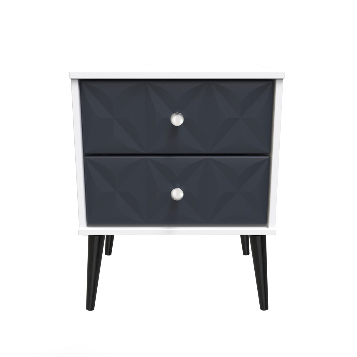 Pixel 2 Drawer Bedside Cabinet with Dark Scandinavian Legs - Welcome Furniture