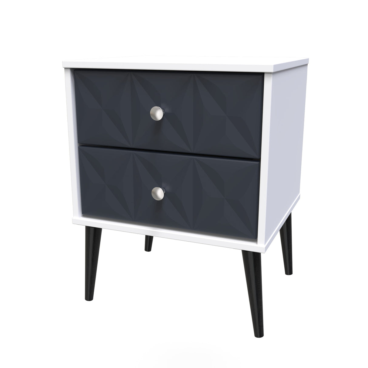 Pixel 2 Drawer Bedside Cabinet with Dark Scandinavian Legs - Welcome Furniture