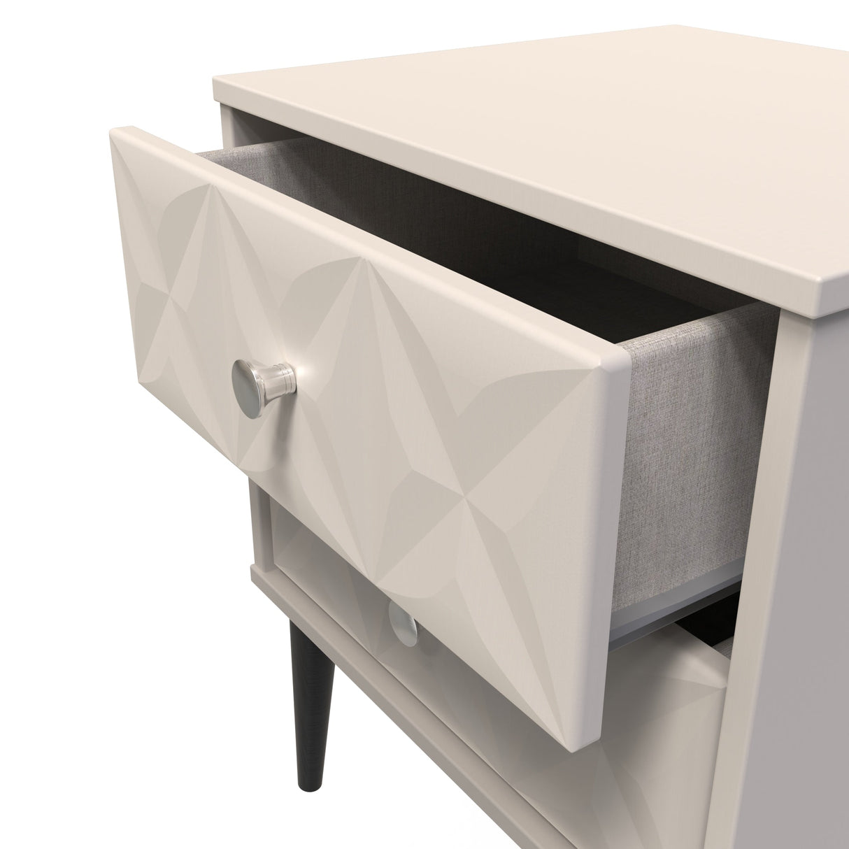 Pixel 2 Drawer Bedside Cabinet with Dark Scandinavian Legs - Welcome Furniture