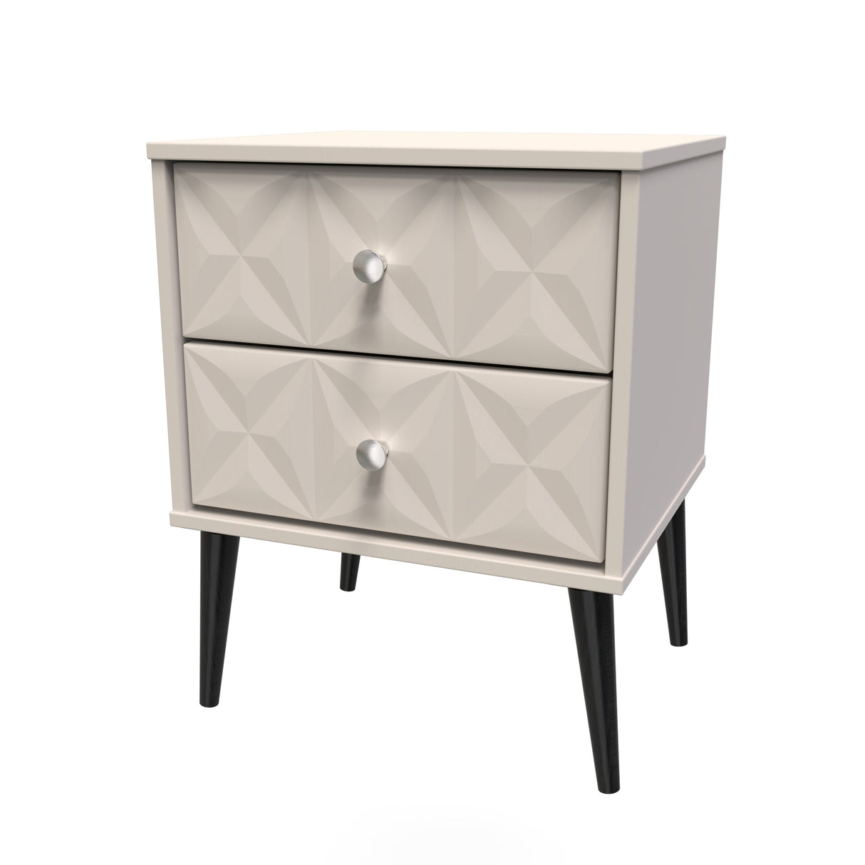Pixel 2 Drawer Bedside Cabinet with Dark Scandinavian Legs - Welcome Furniture