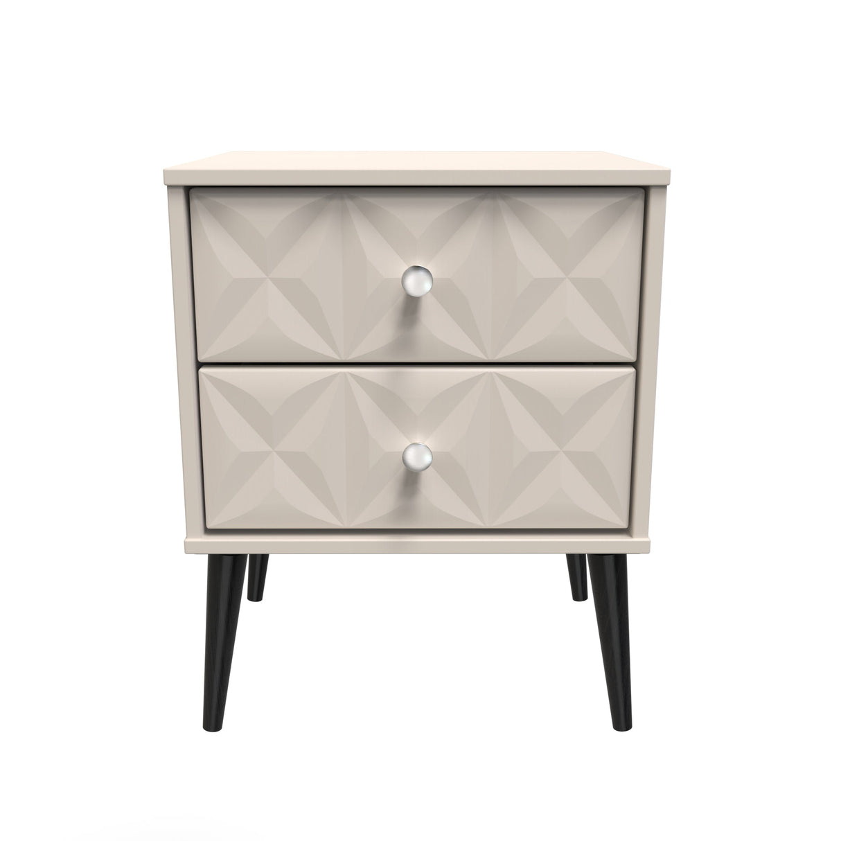 Pixel 2 Drawer Bedside Cabinet with Dark Scandinavian Legs - Welcome Furniture