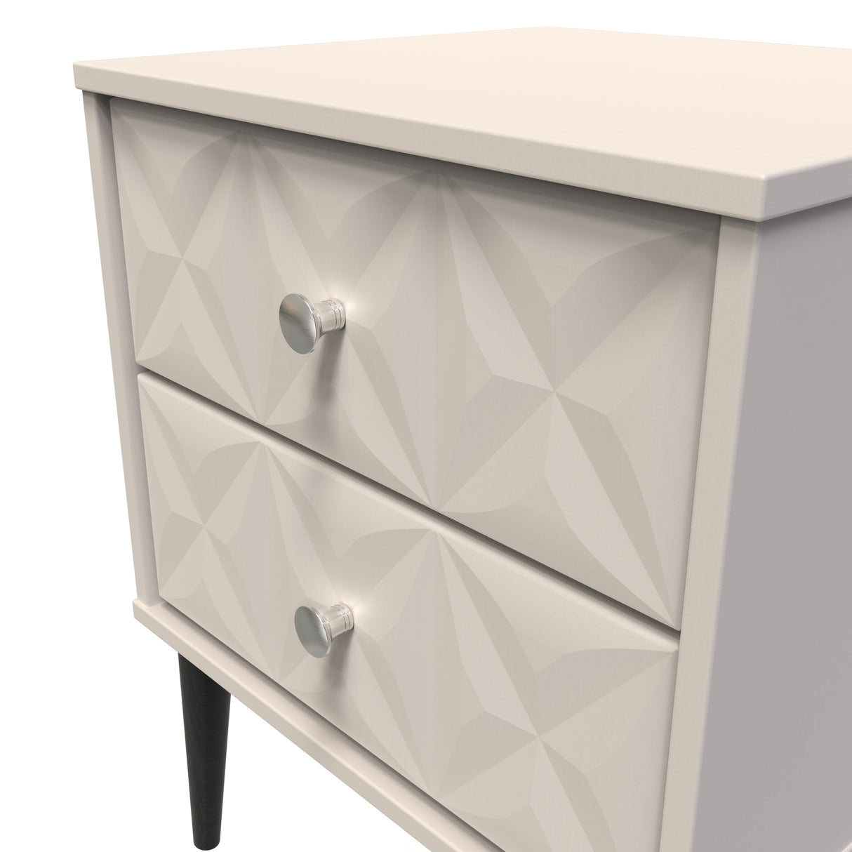 Pixel 2 Drawer Bedside Cabinet with Dark Scandinavian Legs - Welcome Furniture