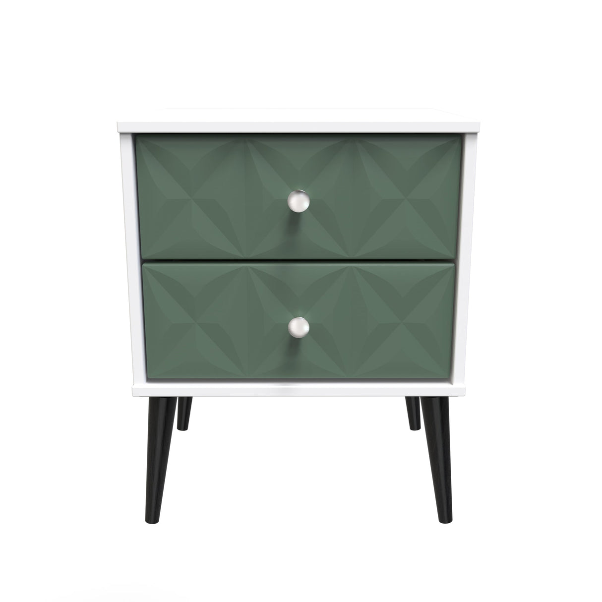 Pixel 2 Drawer Bedside Cabinet with Dark Scandinavian Legs - Welcome Furniture