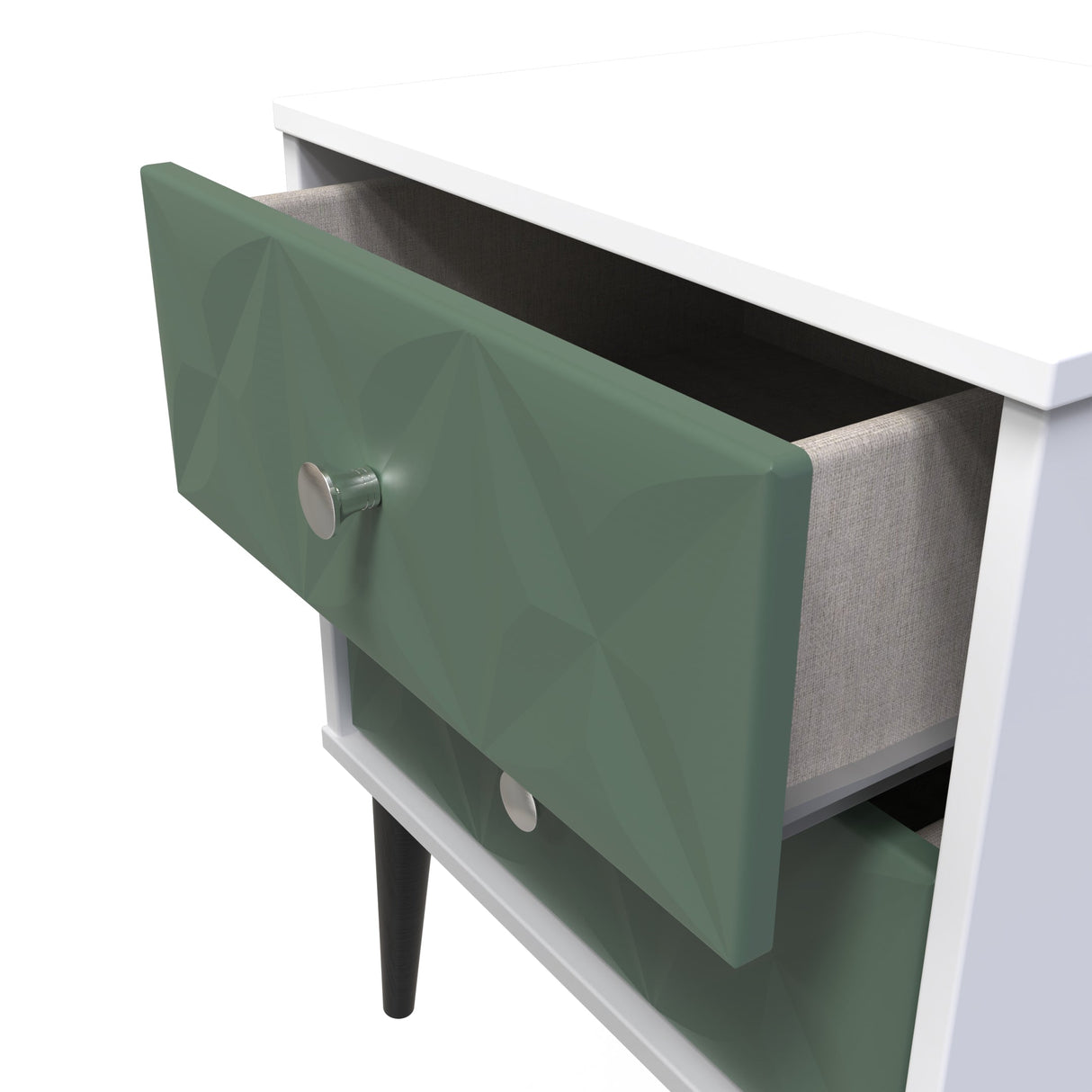 Pixel 2 Drawer Bedside Cabinet with Dark Scandinavian Legs - Welcome Furniture