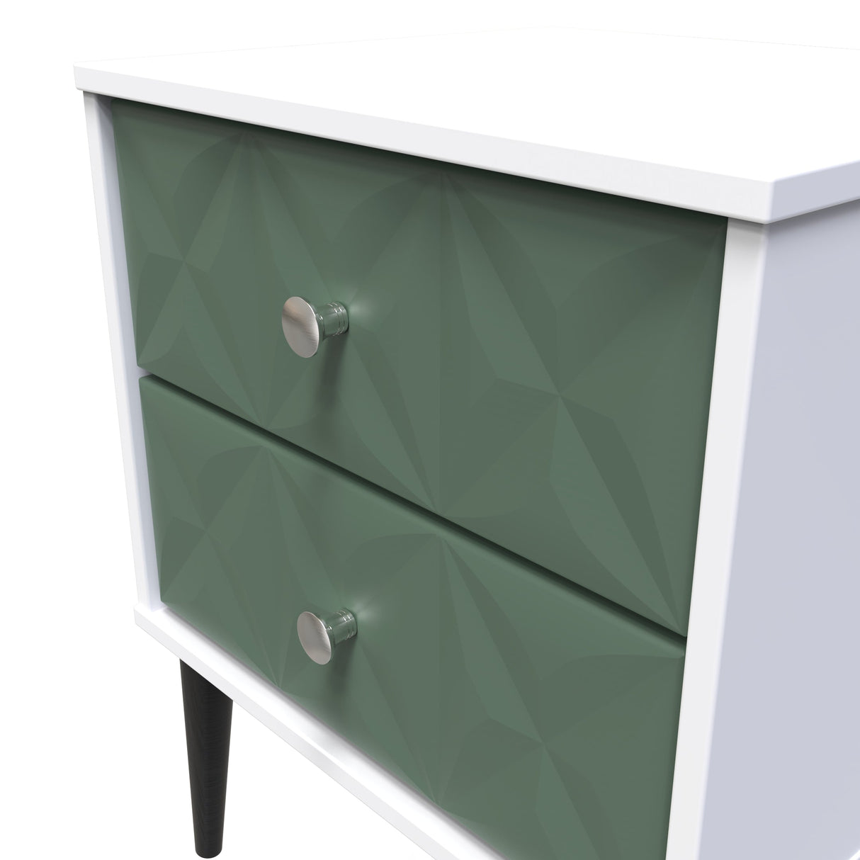 Pixel 2 Drawer Bedside Cabinet with Dark Scandinavian Legs - Welcome Furniture
